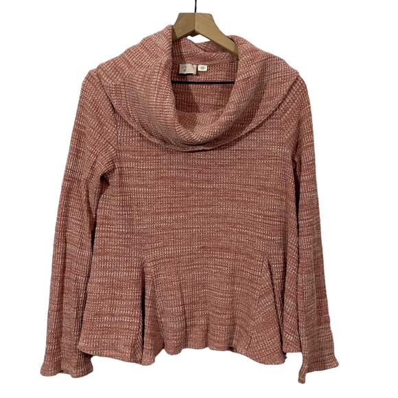 Anthropologie Postmark Maurisa Cowlneck Waffle Knit Top - Pink - Small - Picture 6 of 16